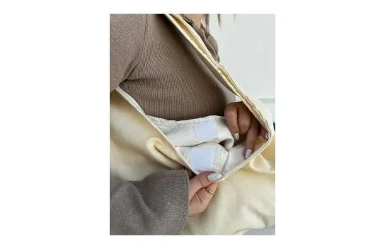 Cream Baguette Velcro Cloth Cloth Bag, Women's Shoulder Bag