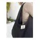 Black Baguette Velcro Cloth Tote Bag, Women's Shoulder Bag