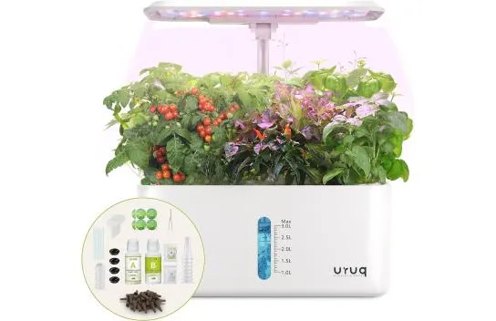 Uruq Soilless Growing System Indoor Gardening Set 8 Pods Plant - White