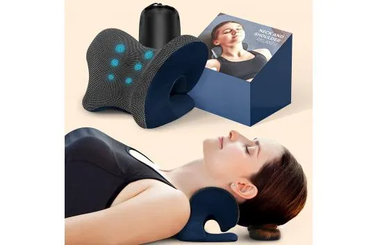 Neck and Shoulder Relaxation with Zamat Magnetic Therapy Pillow Case - Navy Blue