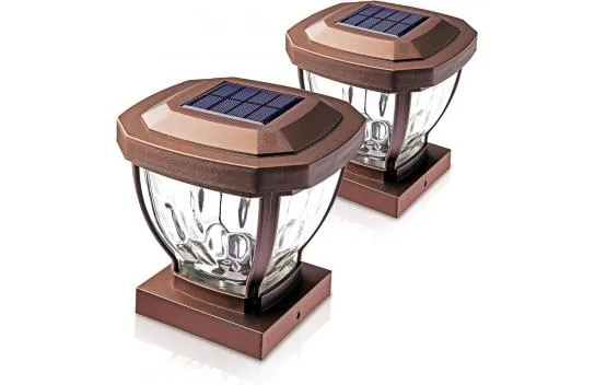 Home Zone Security Outdoor Solar Pole Head Lights - Brown