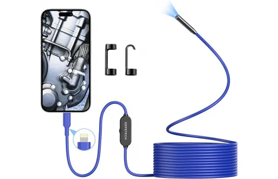 Depstech Işıklı Endoskop Kamerası - 5m Kablo 7mm İnce Prob - Mavi