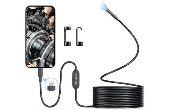 Depstech Illuminated Endoscope Camera - 5m Cable 7mm Thin Probe - Black
