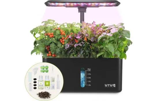 Uruq Soilless Growing System Indoor Gardening Set 8 Pods Plant - Black