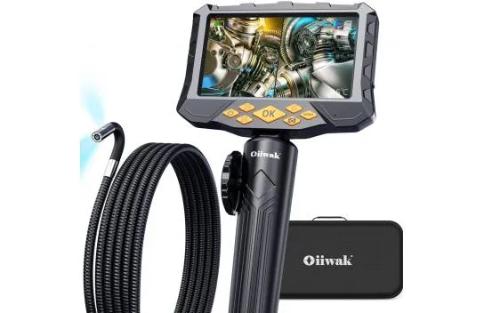 Oiiwak Dual Lens Articulating Borescope with 5 Inc Split Screen Camera - 1m Cable