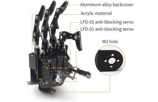Lewansoul Robot Hand Five Fingers, Movement Only - Left Hand