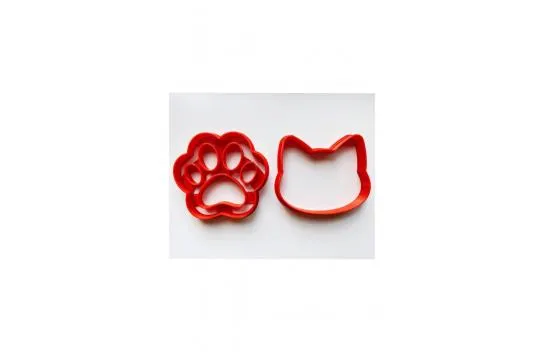 2-Piece Cat Paw and Ear Cookie Mold