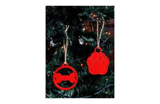 Pack of 2 Paw-bone Christmas Ornaments