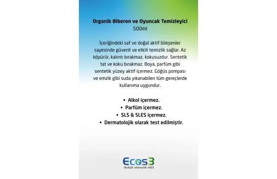 Biberon, Oyuncak ve Emzik Temizleyici, Organik & Vegan Sertifikalı, Kokusuz, Fosfatsız, 500ml