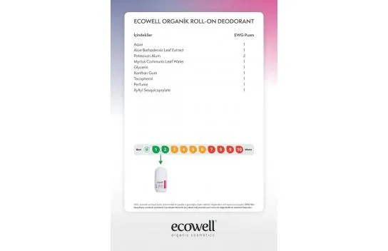 Organik Roll-on Deodorant, Kadın, Vegan Sertifikalı, Doğal Ter Kokusu Önleyici, 75 ml