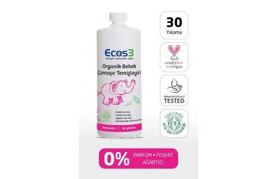 Baby Laundry Detergent, Organic & Vegan Certified, Ecological, Odorless, Concentrated 30 Washes, 1050ml