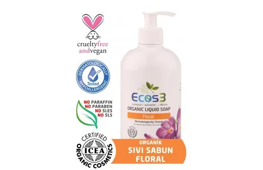 Liquid Soap, Organic & Vegan Certified, Ecological, Hypoallergenic, Floral, 500ml