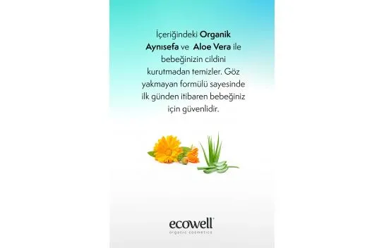 Yenidoğan Bebek Saç ve Vücut Köpük Şampuanı Organik & Vegan Sertifikalı Konak Önleyici Kokusuz 300ml
