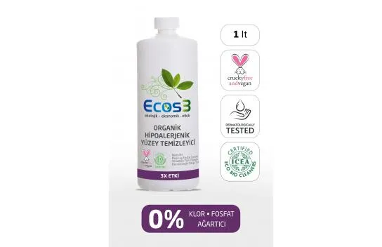 Hypoallergenic Surface Cleaner, Organic & Vegan Certified, Ecological, Pet Friendly, 1000 ml