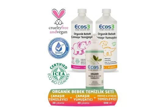 Organic Baby Cleaning Set (3 Products)(Laundry Cleaner and Softener + Bottle Cleaner)