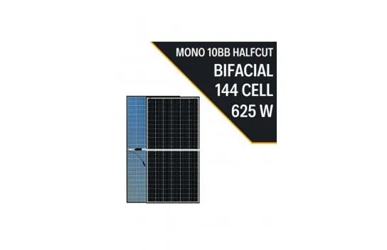 625W 10BB BIFACIAL HALF CUT MONOCRYSTAL SOLAR PANEL