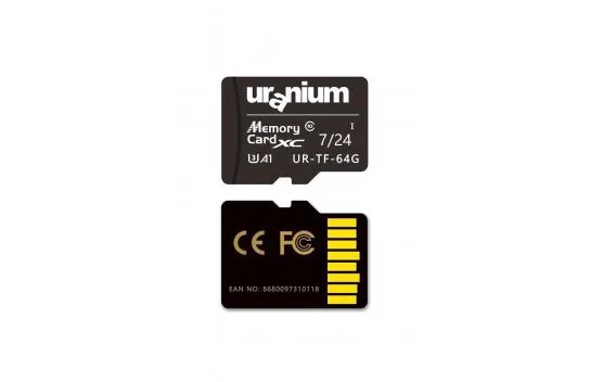 64 GB Uranium Ur-TF-64G Micro SD Card U3 7/24 Surveillance 100/40MBS Industrial Memory Card (3 Years)