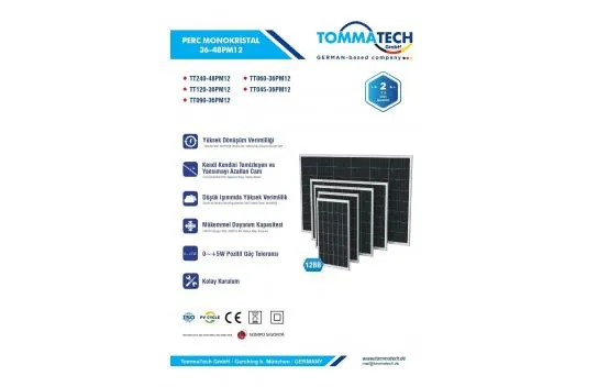 TommaTech 120WP 36 Hücreli HC-MB Güneş Paneli