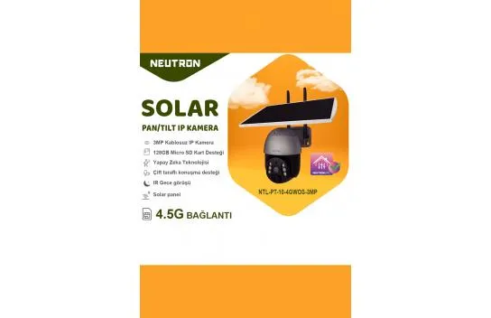 3MP 4G Solar Güneş Enerjili IP Kamera - Gri