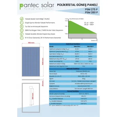 Pantec 285 Watt 24 Volt Polikristal Güneş Paneli Solar Panel Pantec 285 Watt 24 Volt Polikristal Güneş Paneli Solar Panel