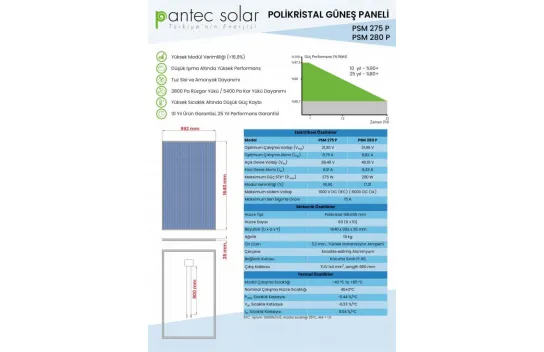 Pantec 285 Watt 24 Volt Polycrystalline Solar Panel Solar Panel
