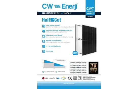 CW Enerji 550Wp 108PM M12 HC-MB Güneş Paneli