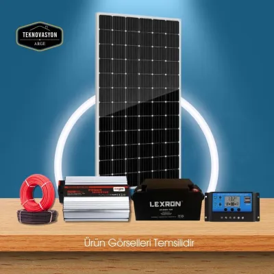 Teknovasyon Arge Güneş Enerjisi Aydınlatma - TV Paketi  600W İnverter 170W Güneş Paneli 65Ah Jel Akü Teknovasyon Arge Güneş Enerjisi Aydınlatma - TV Paketi  600W İnverter 170W Güneş Paneli 65Ah Jel Akü
