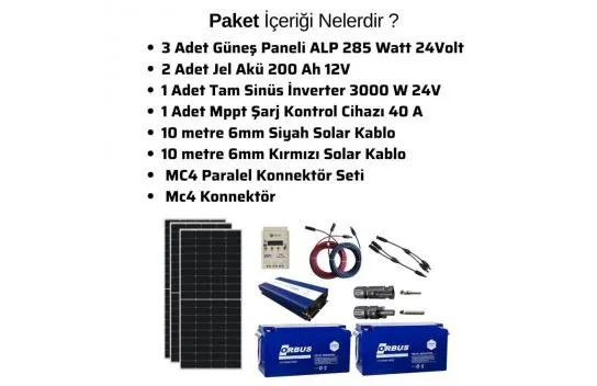 Alpex Bağ Evi Solar Energy Solar Package SP 800 280W Solar Panel 200AH Gel Battery 2000W Inverter