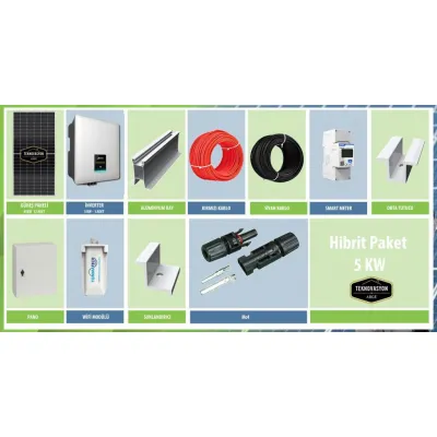 ON GRİD  Öztüketim 5 kW kVA Trifaze Solar Güneş Paneli Paket Sistemi