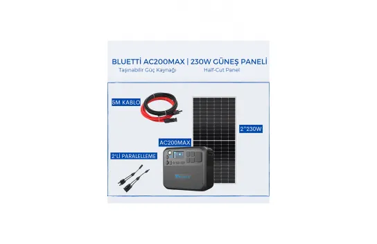Bluetti AC200MAX Portable Power Supply | 230W Monocrystalline Solar Panel Package