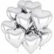 Metallized Shiny Silver Shaped Heart Flying Balloon Foil 45 cm 10 Pieces