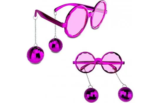 Disco Ball Earring Party Glasses Pink Color