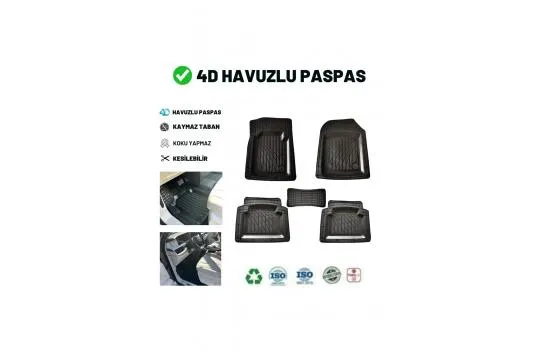 FULLY COMPATIBLE WITH Renault Clio 2 Hb 1999 Universal New Generation Mat with 4D Pool Black Gold 4D CAR MAT