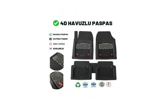 FULLY COMPATIBLE WITH Opel Zafira B 2010 UNIVERSAL NEW GENERATION HIGH QUALITY FLOOR MATS WITH 4D POOL BLACK - 4D car mat