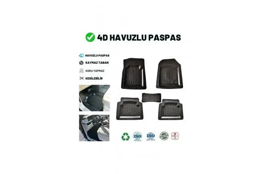 Renault Grand Scenic 3 2015 4D UNIVERSAL NEW GENERATION MATS WITH POOL BLACK GOLD SERIES