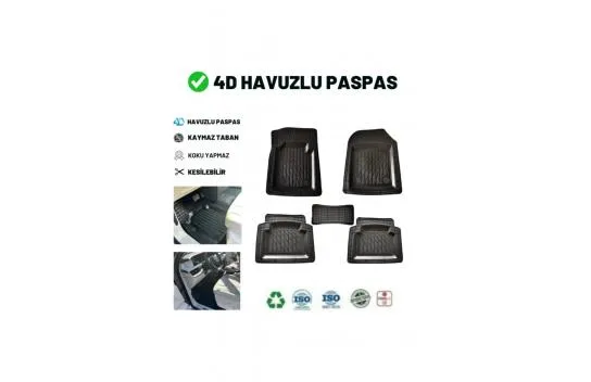 FULLY COMPATIBLE WITH Opel Astra G Hb 2004 Universal New Generation Mat with 4D Pool Black Gold 4D CAR MAT