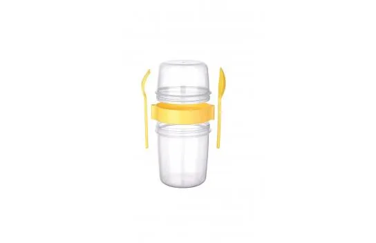 Double Chamber - Portable Muesli - Snack Container with Fork and Spoon 1100 ML