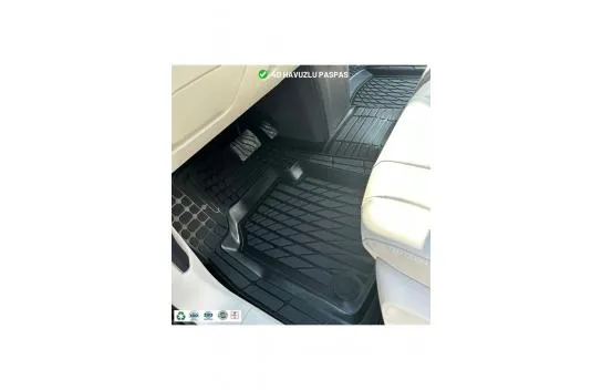 Fiat Egea Cross Compatible 2020 4D Pool Universal New Generation Floor Mat with Repair Kit Black Gold Series