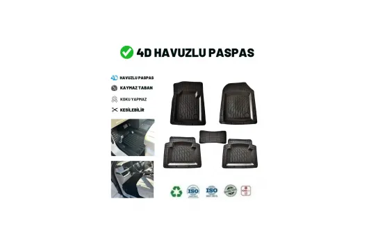 FULLY COMPATIBLE WITH Citroen C4 Hb 2012 Universal New Generation Mat with 4D Pool Black Gold 4D CAR MAT