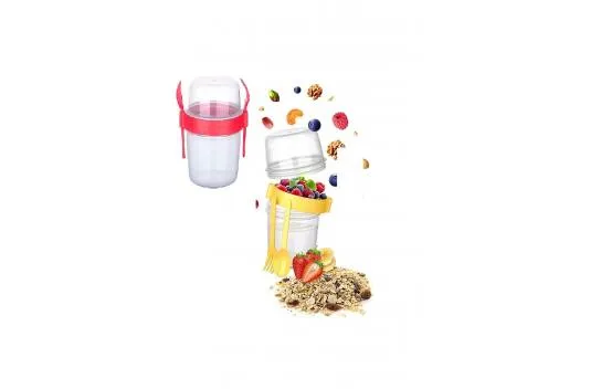 Double Chamber - Portable Muesli - Snack Container with Fork and Spoon 1100 ML