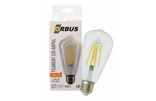 Orbus Orb-stc6w Filament Bulb St64 6 Watt E27 600 Lmn Yellow LED Bulb 4434