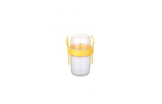 Double Chamber - Portable Muesli - Snack Container with Fork and Spoon 650 ML