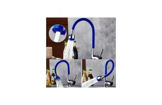Colored Silicone Movable Head 2 Function Spiral Faucet Head - Blue