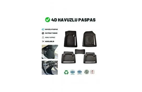 FULLY COMPATIBLE WITH Honda Jazz 2018 UNIVERSAL NEW GENERATION FLOOR MATS WITH 4D POOL BLACK GOLD 4D CAR MAT
