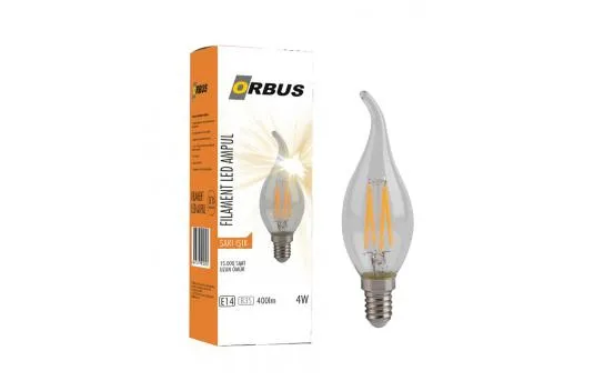 Orbus 4 Watt E14 Dekoratif Rustik Kıvrık Mum Ampul 400 Lümen