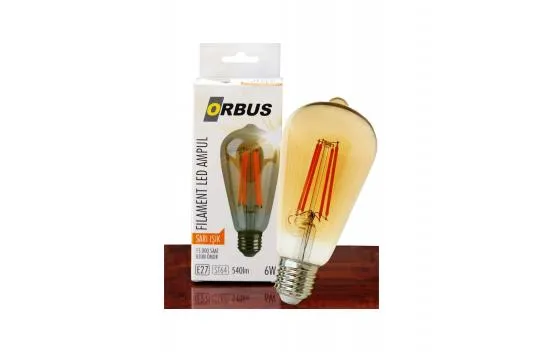 ORBUS 6 WATT ST64 E27 SARI IŞIK FİLAMENT LED AMPUL