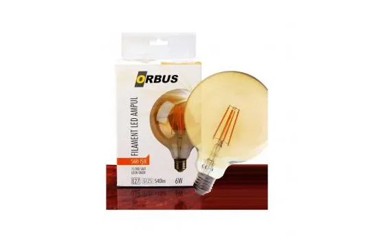 Orbus 6w E27 540 Lm G125 Sarı Filament Led Ampul