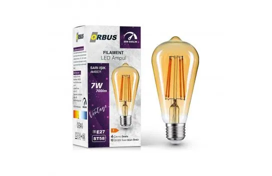 Orbus 7W E27 Filament Led Ampul - Dim Edilebilir - DST58