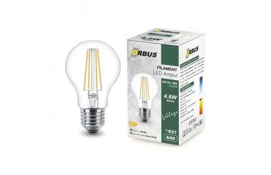 Orbus B60 4.8w Clear Ampul Beyaz Işik E27 600lm