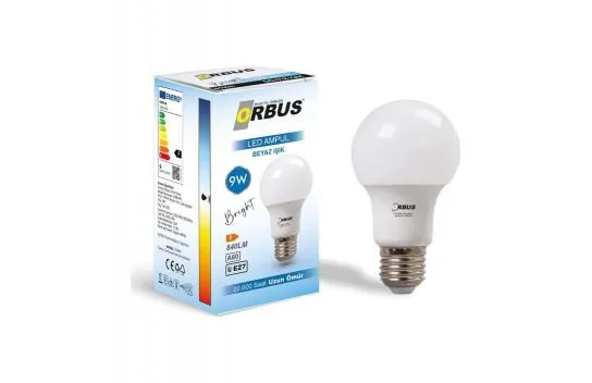 Orbus Bright Led Ampul 9w Beyaz Işık E27 840lm